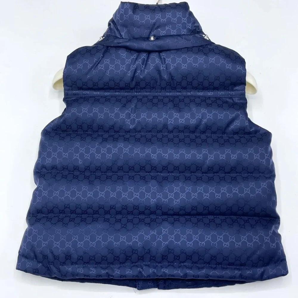 Gucci GG Kids 2011 Navy Blue Hooded Vest Size 9-12 Months GG Italy Vintage - Picture 3 of 8